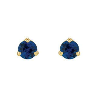 14K Yellow 3mm Natural Blue Sapphire Earrings