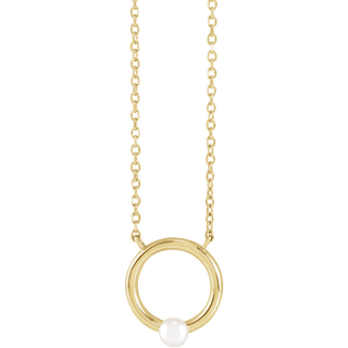 14K Yellow Cultured Seed Pearl Circle 18" Necklace