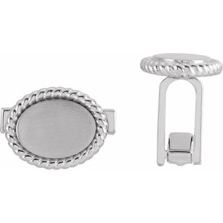 14K White  Rope Pattern Cufflinks