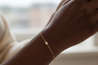 White Sapphire Bracelet — on wrist 