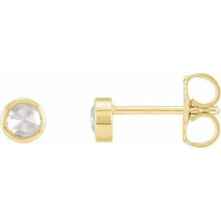 14K Yellow Rose-Cut Natural Diamond Bezel set Earrings