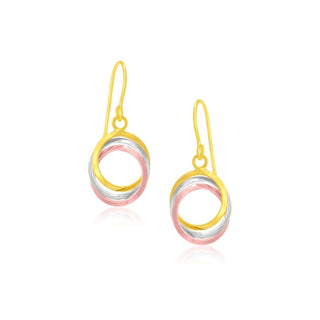 14K Tri- Colour Ring Earrings 