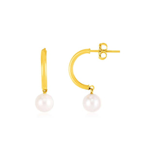 14k Yellow Gold Half Hoop Earrings with Pearls - Whitestone Jewellery