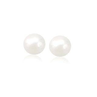 14k Yellow Gold Freshwater Cultured White Pearl Stud Earrings (8.0 mm) - Whitestone Jewellery