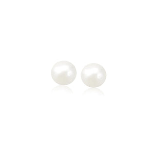 14k Yellow Gold Freshwater Cultured White Pearl Stud Earrings (5.0 mm) - Whitestone Jewellery