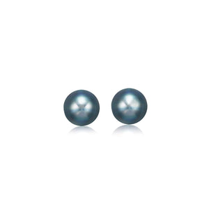 14k Yellow Gold Cultured Black Pearl Stud Earrings (6.0 mm) - Whitestone Jewellery