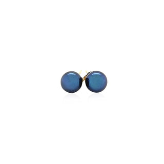 14k Yellow Gold Cultured Black Pearl Stud Earrings (6.0 mm) - Whitestone Jewellery