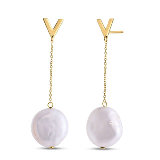 14k Yellow Gold Tesoro Pearl Drop Earrings - Whitestone Jewellery
