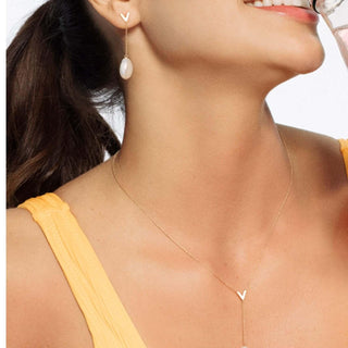 14k Yellow Gold Pearl Drop Earrings - Whitestone Jewellery
