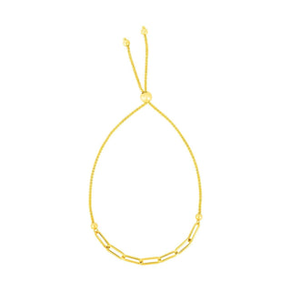 14K Yellow Gold Adjustable Bracelet with Paperclip Chain - Whitestone Jewellery