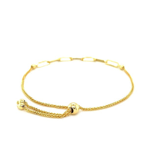 14K Yellow Gold Adjustable Bracelet with Paperclip Chain - Whitestone Jewellery