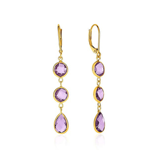 Round and Pear-Shaped Amethyst Earrings - Whitestone Jewellery