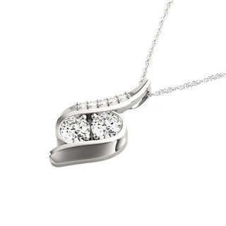 Curved Diamond Pendant Necklace 
