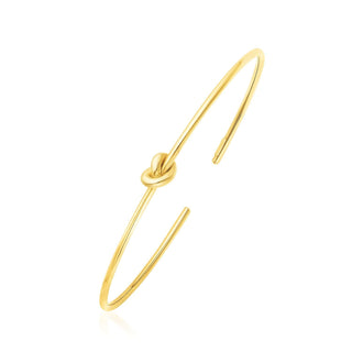 14k Yellow Gold Polished Cuff Bangle with Knot - Whitestone Jewellery