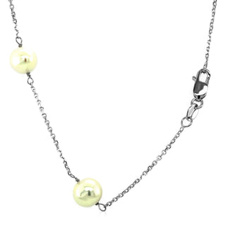 14K White Gold Pearl Necklace 