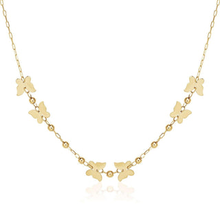 14k Yellow Gold 18 inch Necklace with Polished Butterflies and Beads - Whitestone Jewellery
