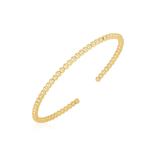 14k Yellow Gold High Polish Bead Cuff Bangle (3mm) - Whitestone Jewellery