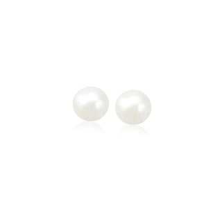 14k Yellow Gold Freshwater Cultured White Pearl Stud Earrings (4.0 mm) - Whitestone Jewellery