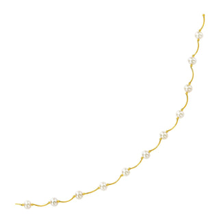 Yellow Gold Arc Pearl Necklace 
