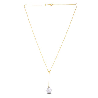14k Yellow Gold Pearl Lariat Necklace - Whitestone Jewellery
