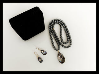 Ophelia Hematite Pendant Necklace Set - Whitestone Jewellery