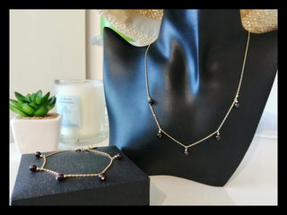 Dainty Lara Garnet Necklace Set - Whitestone Jewellery